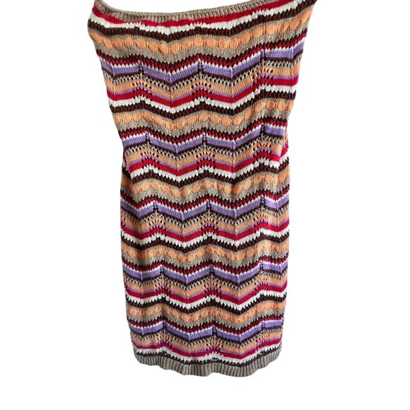 SO Goods For Life Multicolor Chevron Knit Sleeveless Halter Dress W/ Tie Back - Picture 2 of 10